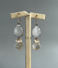 Load image into Gallery viewer, Vintage “Moonstone” Glass, Golden Rutile Stars, 14kGF Earrings