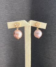 Load image into Gallery viewer, Pink Pearls Daisy Earrings Studs