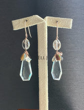 Load image into Gallery viewer, Copper Rutile, Black Opal, Portrait-cut Clear Quartz, Zircon 14KGF Earrings