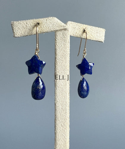 Lapis Lazuli Stars, Drops 14KGF Earrings