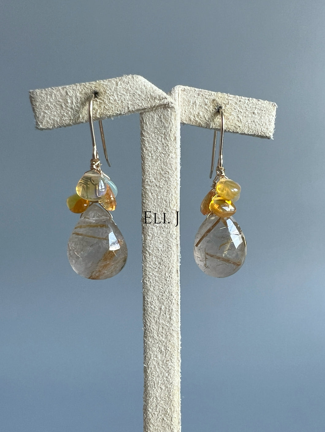 Golden Rutile & Ethiopian Opal 14KGF Earrings