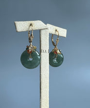 Load image into Gallery viewer, Type A Burmese Deep Green Jadeite, Sapphire 14KGF Earrings