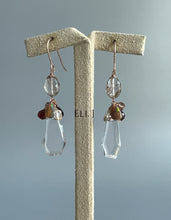 Load image into Gallery viewer, Copper Rutile, Black Opal, Portrait-cut Clear Quartz, Zircon 14KGF Earrings