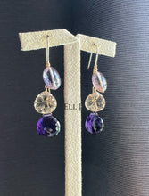 Load image into Gallery viewer, Ametrine, Carved Champagne Citrine, Amethyst 14KGF Earrings