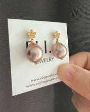 Load image into Gallery viewer, Mauve-Bronze Edison Pearls, Daisy Earring Studs