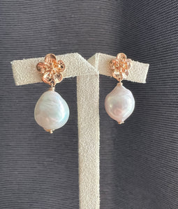 Ivory Pearls Gold Plated Sakura Earrings