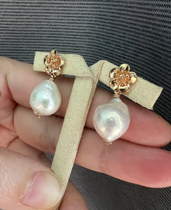 Ivory Pearls Gold Plated Sakura Earrings