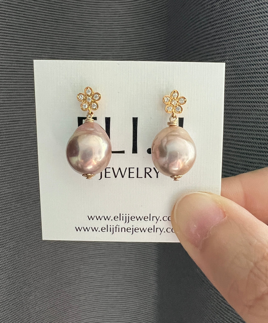 Mauve-Bronze Edison Pearls, Daisy Earring Studs