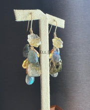 Load image into Gallery viewer, Golden Rutile Stars, Watermelon Tourmaline, Labradorite, Citrine 14KGF Earrings