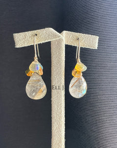 Golden Rutile & Ethiopian Opal 14KGF Earrings