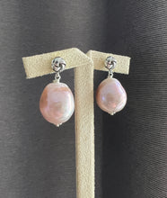 Load image into Gallery viewer, Sweet Pink-Rainbow Large Edison Pearls Silver Knot Earring Studs