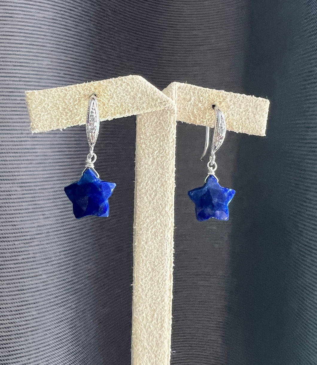 Lapis Lazuli Stars Silver Earrings