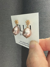 Load image into Gallery viewer, Mauve-Bronze Edison Pearls, Daisy Earring Studs