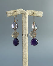 Load image into Gallery viewer, Ametrine, Carved Champagne Citrine, Amethyst 14KGF Earrings