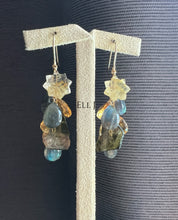 Load image into Gallery viewer, Golden Rutile Stars, Watermelon Tourmaline, Labradorite, Citrine 14KGF Earrings