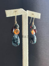 Load image into Gallery viewer, Black Rutile, Orange Garnet, Pyrite, Garnet 14KGF Earrings