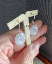 Load image into Gallery viewer, 18K SOLID GOLD: Lavender Jade Donuts, Silver Diamond Drop Earrings