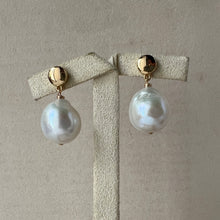 Load image into Gallery viewer, Large Ivory Pearls, Gold Round Stud Earrings