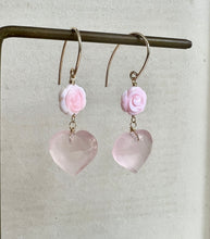 Load image into Gallery viewer, Rose Quartz, Pink Shell 14kGF Earrings