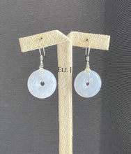 Load image into Gallery viewer, 18K SOLID GOLD: Lavender Jade Donuts, Silver Diamond Drop Earrings
