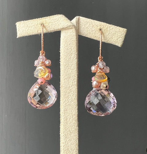 Ametrine, Opal, Gemstones 14kGF Earrings