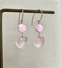 Load image into Gallery viewer, Rose Quartz, Pink Shell 14kGF Earrings