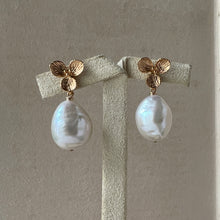 Load image into Gallery viewer, Large Ivory Pearls, Signature Floral Earring Studs