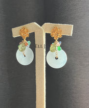 Load image into Gallery viewer, White Jade, Grossular Garnet, Tsavorite 14kGF Earrings