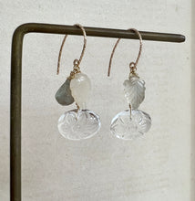 Load image into Gallery viewer, Carved Quartz, Moonstone 14kGF Earrings