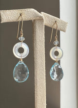 Load image into Gallery viewer, Sky Blue Topaz, Mother of Pearl Donuts 14kGF Earrings