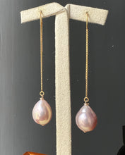 Load image into Gallery viewer, Pink Rainbow Edison Pearls 14kGF Threader Earrings