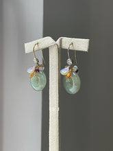 Load image into Gallery viewer, Apple Green Jade Donuts, Opal, Pink Tourmaline 14kGF Earrings