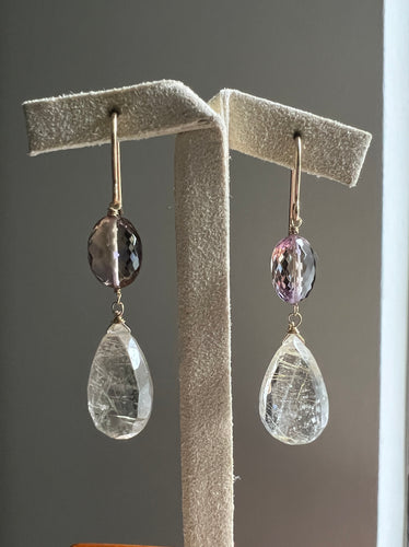 Golden Rutile, Ametrine 14kGF Earrings