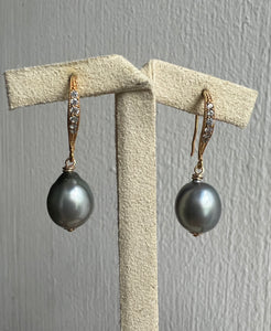 Silver Tahitian Pearls 14kGF Earrings