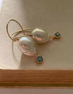 Ivory Pearls & Turquise Drops