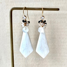 Load image into Gallery viewer, Skier in Portillo, Chile- White Scolecite, Herkimer, Spinel 14kGF Earrings