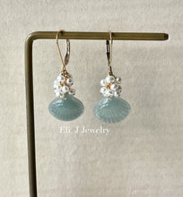 Load image into Gallery viewer, Eli. J Exclusive: Soft Seafoam- Green Jade Shells &amp; Pearls 14kGF Earrings