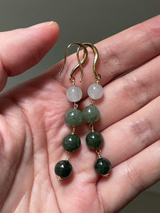 Jade Line: Icy & Green Jade Balls Gold Earrings