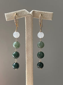 Jade Line: Icy & Green Jade Balls Gold Earrings