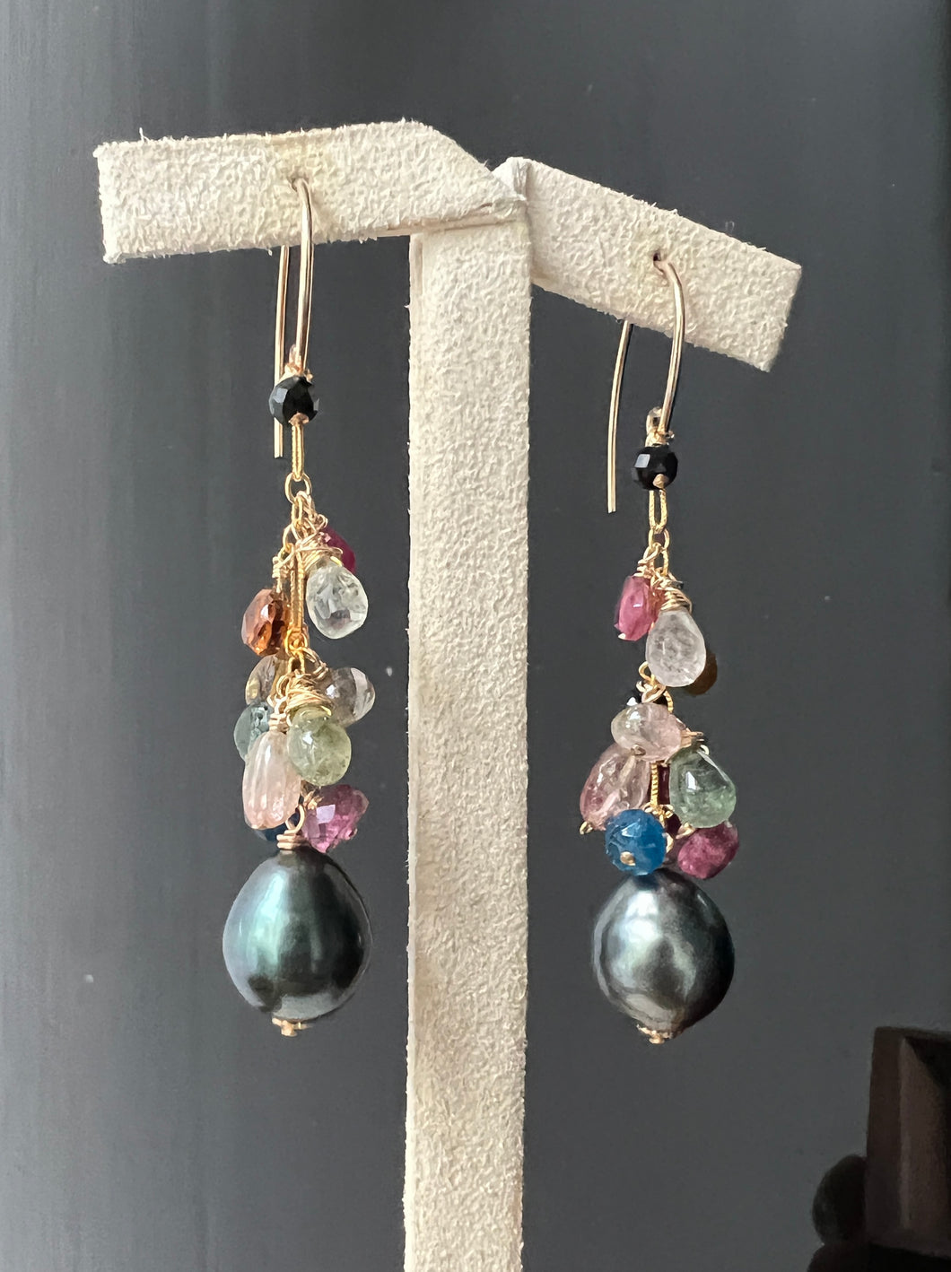 Tahitian Pearls & Tourmaline 14kGF Earrings