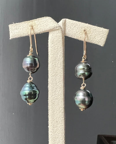 Circle Tahitian Double Pearls 14kGF Earrings